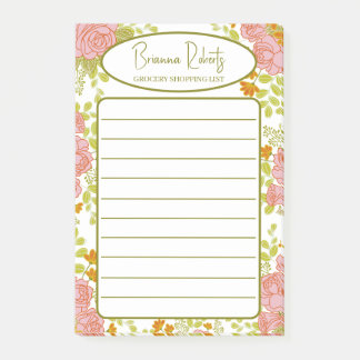 Aangepaste stijlvolle boodschappenlijst Bloem Post-it® Notes