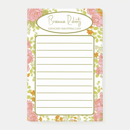 Aangepaste stijlvolle boodschappenlijst Bloem Post-it® Notes (Voorkant)