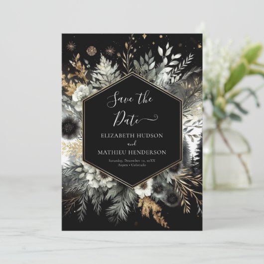 Aangepaste Stijlvolle Enchanted Forest Wedding Save The Date (Staand voorkant)