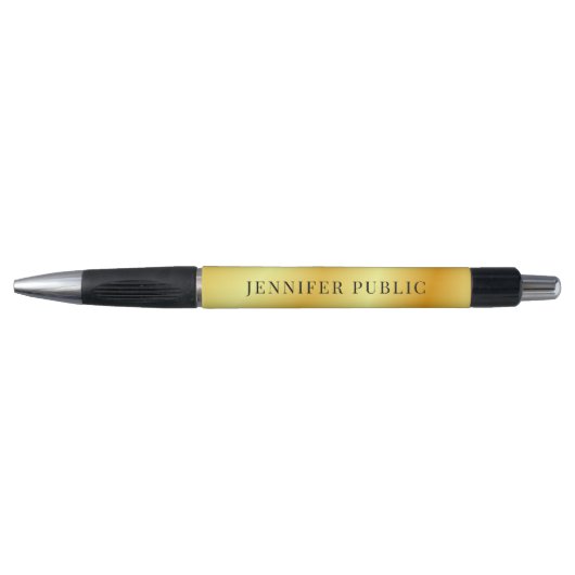 Aangepaste Stijlvolle Faux Gold Sjabloon Naam Zwar Pen (Voorkant)