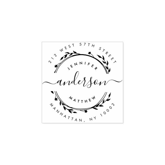 Aangepaste stijlvolle getrouwd paar retour adres rubberstempel (Afrduk)