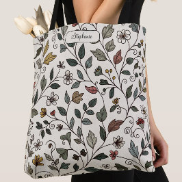 Aangepaste stijlvolle grillige botanische wijnrank tote bag