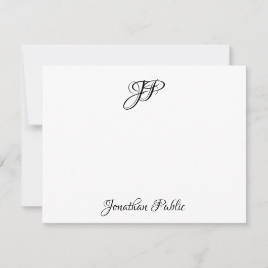 Aangepaste stijlvolle handscripttekst monogrammed notitiekaartje (Voorkant)