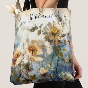 Aangepaste stijlvolle indigoblauw windgeveegde ont tote bag