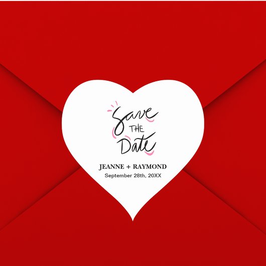 Aangepaste Stijlvolle Kalligrafie Bruiloft Save th Hart Sticker