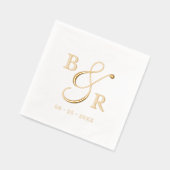 Aangepaste Stijlvolle Kalligrafie Paar Namen Initi Folie Servetten (Links)
