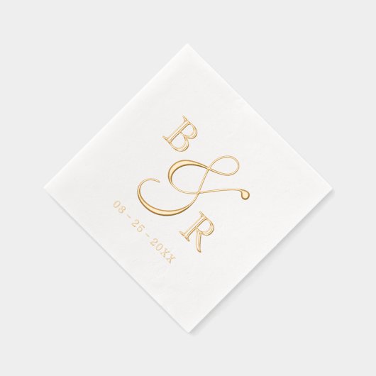 Aangepaste Stijlvolle Kalligrafie Paar Namen Initi Folie Servetten (Rechts)