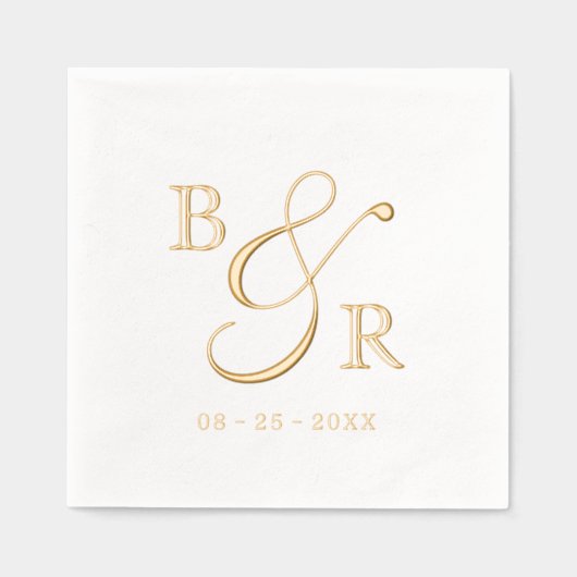 Aangepaste Stijlvolle Kalligrafie Paar Namen Initi Folie Servetten (Voorkant)