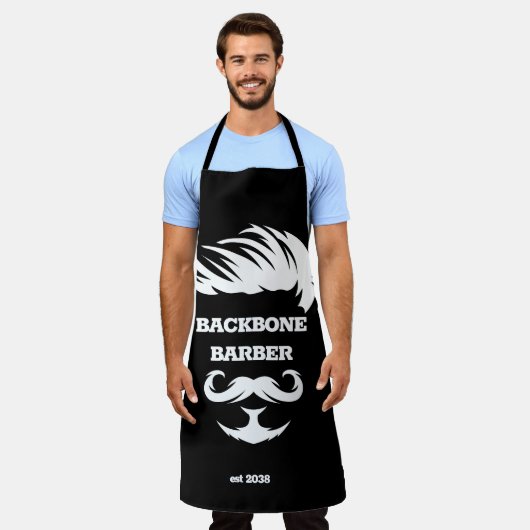 Aangepaste stijlvolle kapperszaak schort (Gedragen)