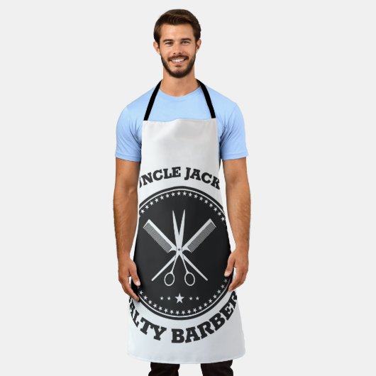 Aangepaste stijlvolle kapperszaak schort (Gedragen)