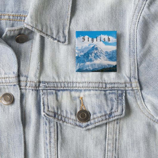 Aangepaste stijlvolle lucht afbeelding en tekst vo vierkante button 5,1 cm (In situ)