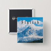 Aangepaste stijlvolle lucht afbeelding en tekst vo vierkante button 5,1 cm (Voorkant /achterkant)