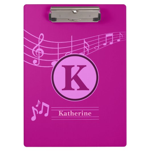 Aangepaste stijlvolle naam Monogram Letter Music S Klembord (Voorkant)