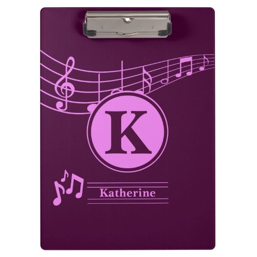 Aangepaste stijlvolle naam Monogram Letter Music S Klembord (Voorkant)