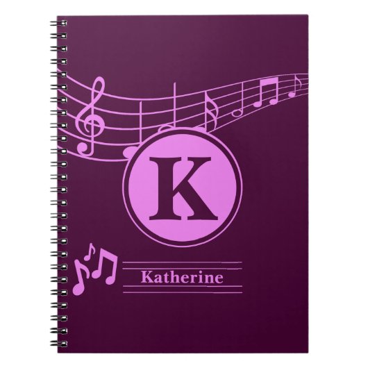 Aangepaste stijlvolle naam Monogram Letter Music S Notitieboek (Voorkant)