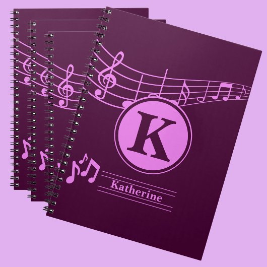 Aangepaste stijlvolle naam Monogram Letter Music S Notitieboek