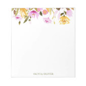 Aangepaste Stijlvolle Roze Waterverf Bloemen Busin Notitieblok (Voorkant)