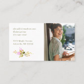 Aangepaste Stijlvolle Roze Waterverf Bloemen Foto Visitekaartje (Achterkant)