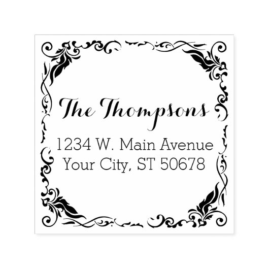 Aangepaste stijlvolle sierbloemen rand zelfinktende stempel (Design)