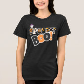 Aangepaste Stijlvolle Spooky Boo Halloween Tri-Blend Shirt (Voorkant)