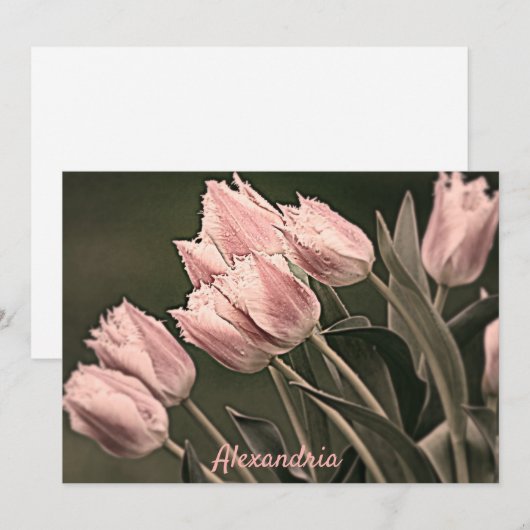 Aangepaste stijlvolle tulpen notitiekaartje (Voorkant / Achterkant)