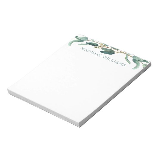 Aangepaste, stijlvolle Waterverf Eucalyptus Notitieblok (Linkerzijde)