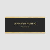 Aangepaste stijlvolle zwart en gouden Glitter rech Naamplaatje (Voorkant)