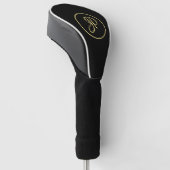 Aangepaste Stijlvolle Zwart Goud Monogram Initiaal Golfheadcover (Schuin)
