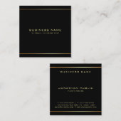 Aangepaste Stijlvolle Zwart & Goud Sjabloon Profes Vierkante Visitekaartje (Voorkant / Achterkant)