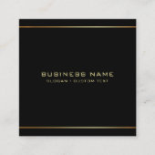 Aangepaste Stijlvolle Zwart & Goud Sjabloon Profes Vierkante Visitekaartje (Voorkant)