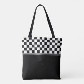 Aangepaste stijlvolle zwart-witcheque tote bag (Achterkant)