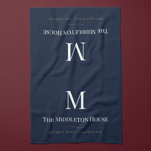 Aangepaste stille luxe landgoed monogram familiena theedoek