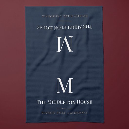 Aangepaste stille luxe landgoed monogram familiena theedoek