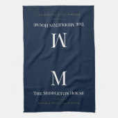 Aangepaste stille luxe landgoed monogram familiena theedoek (Verticaal)
