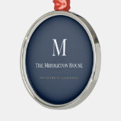 Aangepaste stille luxe landgoed monogram Kerstmis Metalen Ornament (Links)