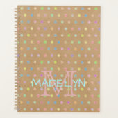 Aangepaste Stippen op faux-trouwe bruinktfort Planner (Voorkant)