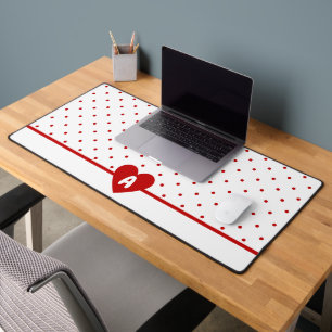 Aangepaste Stippen Rood Witte Achtergrond Monogram Bureaumat