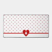 Aangepaste Stippen Rood Witte Achtergrond Monogram Bureaumat (Voorkant)