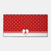 Aangepaste Stippen Rood Witte Achtergrond Monogram Bureaumat (Voorkant)