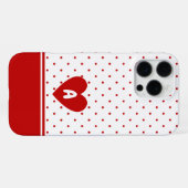 Aangepaste Stippen Rood Witte Achtergrond Monogram iPhone Hoesje (Achterkant horizontaal)