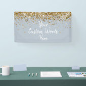 Aangepaste Stof Blauw & Goud Aangepast Verjaardags Spandoek (Beurs)