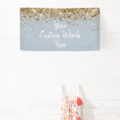 Aangepaste Stof Blauw & Goud Aangepast Verjaardags Spandoek (Insitu)
