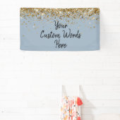 Aangepaste Stof Blauw Verjaardagsfeest Foto Booth  Spandoek (Insitu)