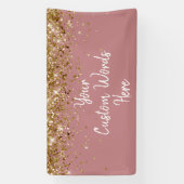 Aangepaste Stof Roze Goud Verjaardagsfeest Fotohok Spandoek (Verticaal)