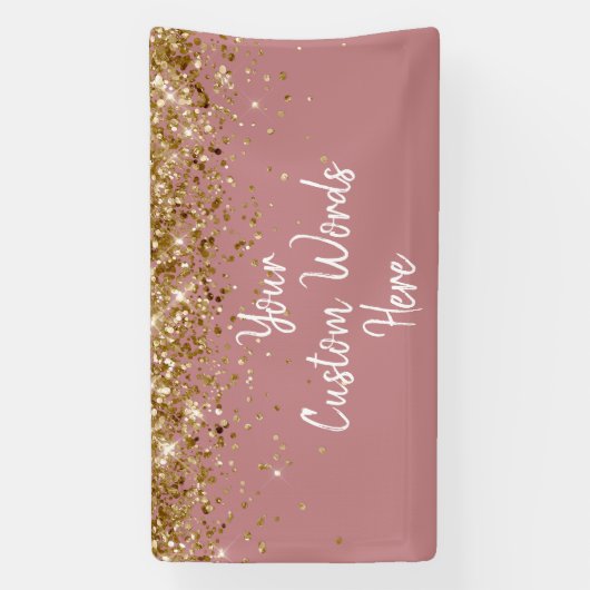 Aangepaste Stof Roze Goud Verjaardagsfeest Fotohok Spandoek (Verticaal)