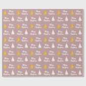 Aangepaste Stof Roze Witte Gouden Kerstboom Cadeaupapier (Vlak)