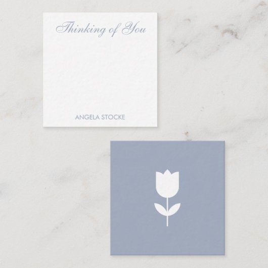 Aangepaste Stofblauwe Witte Bloem Notitiekaartje (Voorkant / Achterkant)