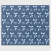 Aangepaste stoffige blauwe aquarel lint bruidsdouc cadeaupapier (Vlak)