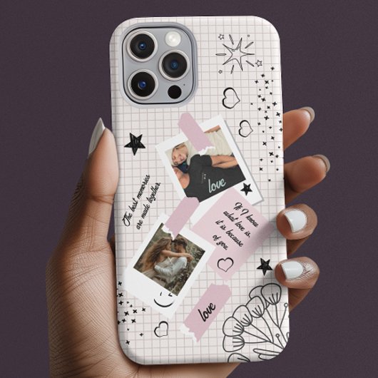 Aangepaste stoffige roze tweefoto-collage scrapboe Case-Mate iPhone case