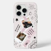 Aangepaste stoffige roze tweefoto-collage scrapboe Case-Mate iPhone case (Achterkant)